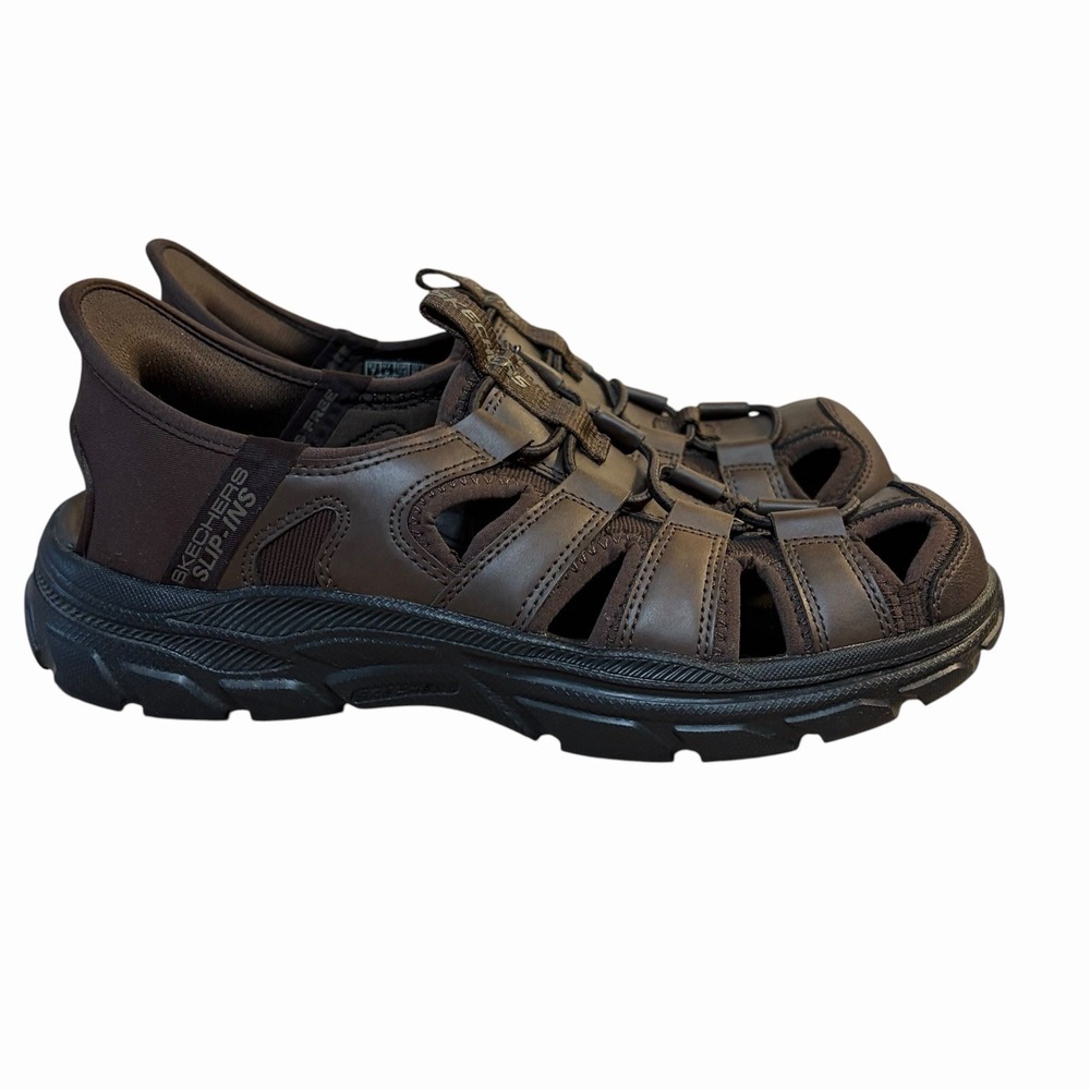 Skechers Slip Ins Vartan Sandals Mens 7 Relaxed Fit Hands Free Fisherman Brown